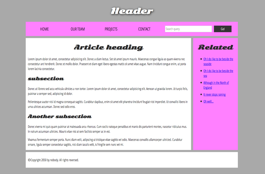 basic webpage layout