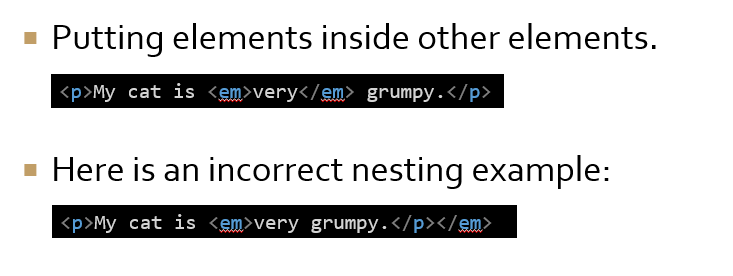 nesting html